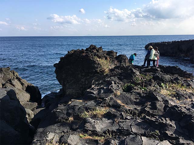 かんのん浜ポットホールを上から覗く